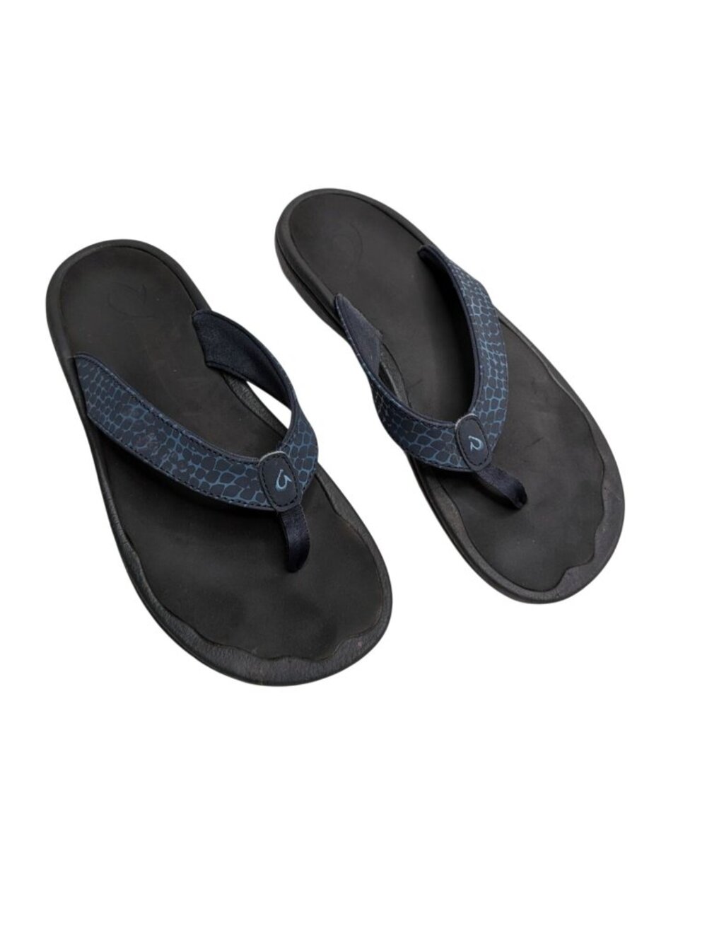 Olukai Womens Ohana Pa'i Flip Flops Beach Sandals US 9 Black Blue